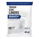 Plasticplace Bin Liners 6-8 Gal / 20-30 Litre (x) Compatible with Code G, 1.2 Mil Thick, White Trash Bags, 16.5" W x 30" H, (40 Case)