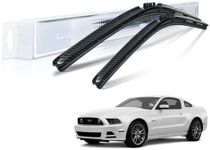 Clix Wipers For Ford Mustang (22"/20") Black Carbon Fiber Windshield Wiper Blades, All-Weather Complete Front Set of 2, Includes Quick Connect Clips (2005-2023)