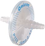 Omicron 200050X PTFE Venting Filter Disc, 60 psi Maximum Operation Pressure, 50 mm, 0.45 µm Sterile, Individually Packed (Pack of 10)