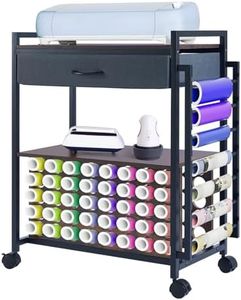 GarveeHome Craft Organizer and Storage Rolling Cart Compatible with Cricut Machine, Craft Storage Cart with Fabric Drawer & Hook, 47 Vinyl Roll Holder for Home Crafting Workstation Room