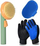 GOYJOY Cat Grooming Glove Brush,Self-Cleaning Slicker Pet Brush for Short and Long Haired pats,Dog Bath Brush for Shedding and Grooming,Removes Loose Hair and Tangles,Promote Circulation