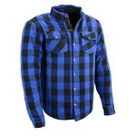 Milwaukee Leather Men's Plaid Flannel Blue Biker Shirt with CE Approved Armor Reinforced w/Aramid Fiber MPM1634-3X