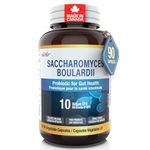 Herba Saccharomyces Boulardii Probiotic 10B CFU – 90 DR Capsules | 2X Strength | S Boulardii Probiotic with Prebiotics | Gut Health & Diarrhea | Made in Canada