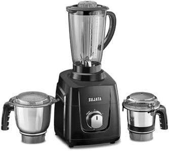 Sujata MG01 Mixer Grinder|1000 Watts Double Ball Bearing Motor|25000 RPM| Non-Stop 90 Mins Running|3 Jars including 1750ml Blender, 1000ml Grinder, 500ml Chutney Jar| (Black)