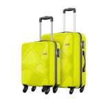 Safari Polypropylene (Pp) Pentagon Hardside Small and Medium Size Cabin & Check-in Luggage Set of 2 Suitcase Spinner Trolley Bags for Travel Green Lime Color 55Cm & 66Cm