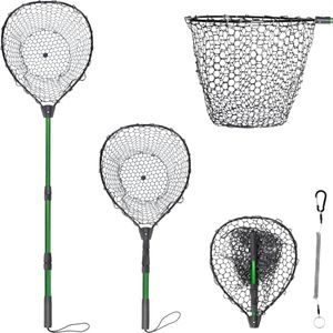 Rubber Fishing Net with Handle - Telescoping Fish Nets for Fishing, Aluminum Alloy Landing Net, Telescoping Handle and Rubber Net, Maximum Load 20 Pounds, L Hoop Size: 20.3″ x 16″