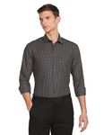 Arrow Men's Checkered Full Sleeve Slim Fit Cutaway Collar Cotton Formal Shirt Dark Grey