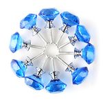 Sourcingmap Diamond Shape Crystal Glass 30mm Kitchen Cabinet Door Drawer Knob Cupboard Dresser Wardrobe Pull Handle with Screws, 10pcs Blue