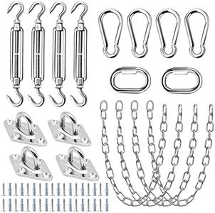 TooTaci Sun Shade Sail Hardware Kit Rectangle, with Stainless Steel Hanging Chains 1M× 4pcs, Marine Grade Shade Sail Hardware Kit 6 Inch with Chains for Outdoor, Pergola, Patio Canopys -54pcs