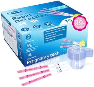 70 Count Pregnancy Tests Strips with Cup, for Home Detection, Over 99% Accuracy, Individually Wrapped, 5mm Width Test Kit, Fertility Value