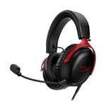 HyperX Cloud III – Wired Gaming Headset, PC, PS5, Xbox Series X|S, Angled 53mm Drivers, DTS Spatial Audio, Memory Foam, Durable Frame, Ultra-Clear 10mm Mic, USB-C, USB-A, 3.5mm – Black/Red