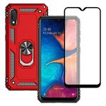 Samsung A10E Phone Case, Galaxy A10E Phone Case with Screen Protector, Military Grade Protective Cases with Ring for Samsung Galaxy A10E (Red)