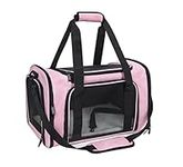 NextFri Soft Sided Carrier for Cats Dogs,TSA Airline Approved Collapsible Travel Pet Carrier (Pink, Large)