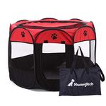 XianghuangTechnology Soft Fabric Portable Foldable Pet Dog Cat Puppy Playpen, Indoor/Outdoor use Pet Kennel Cage (Red)