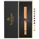 Scriveiner EDC Luxury Rollerball Pen, Stunning Heavy Pocket Pen, Hand Brushed Copper Finish, Cool Writing Pen, Best Pen Gift for Men, Women, German Schmidt Refill, Nice Fancy Office Designer Pen Set