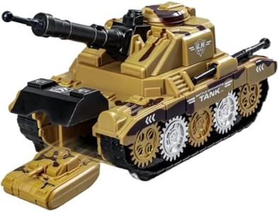 Hitatol (Yellow Military Tank Toy with Projectile, Gear-Driven Action, Rotating, Manual Operation, Ages 3+