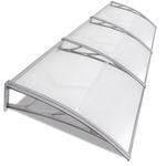 Door Canopy, Front Door Canopy Outdoor Waterproof Canopies Awning Window Garden Patio Porch Canopy Rain Shelter Cover Polycarbonate Roofing Sheet UV Protection 270 x 98.5cm Grey