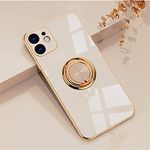 EYZUTAK Electroplated Magnetic Ring Holder Case, 360 Degree with Rotation Metal Finger Ring Holder Magnet Car Holder Soft Silicone Shockproof Cover for iPhone 11 6.1 - Light Pink