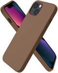 ORNARTO Compatible with iPhone 13 Case 6.1, Slim Liquid Silicone 3 Layers Full Covered Soft Gel Rubber Case Cover 6.1 inch-Brown