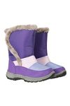 Mountain Warehouse Caribou Kids Fur Trim Snow Boots - Snowproof, Fleece Lining, High Traction Sole - Perfect To Keep Your Kids Feet Warm In Cold Winter Days Lilac Kids Shoe Size 10