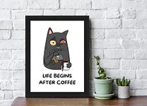 Interio Crafts Funny Coffee Quotes Poster With Frame, Coffee Quote Poster for Kitchen, Cafe, Restaurant Wall Decor, Quotes Wall Frames for Dining Room, Synthetic Wood, 13 X 10 Inches (Style 14)