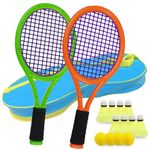 Ppbmocw Kids Tennis Rackets For Kids And Toddler Age 2~15, Kids Tennis Set Including 8 Badmintons,4 Foam Balls And 1 Carrying Bag.(Dark Orange&Green)