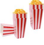 kuou 50 Pcs Popcorn Bags, Small Popcorn Cartons Striped Paper Popcorn Boxes Cardboard Candy Container for Parties, Sweets, Kids, Gifts, Birthday, Wedding, Movie Night (2 x 2.7 x 4.5 inch)