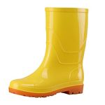 TIEVOSA Womens Embroidered Cowgirl Boots Pull On Cowboy Boots Walking Shoes Rain Boots Womens Waterproof Anti-Slip Rubber Yellow