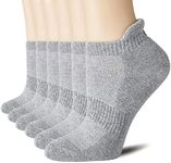 CS CELERSPORT Ankle Athletic Running Socks Low Cut Sports Tab Socks for Men and Women (6 Pairs), Large, Grey