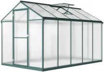 Garvee 6x10 FT Greenhouse for Outdoors, Polycarbonate Greenhouse with Quick Setup Structure and Roof Vent, Aluminum Large Walk-in Greenhouse for Outside Garden Backyard, Green