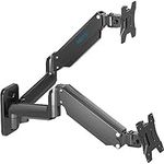 BONTEC Dual Monitor Wall Mount for 13-27 Inch Screens, Monitor Wall Mount with Gas Spring Arm up to 8 kg, Full Motion Tilt Swivel Double Monitor Wall Mount, VESA 75 & 100mm