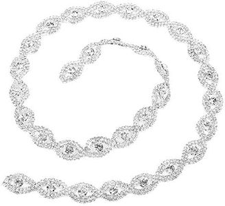 Rhinestone Bridal Sash 1 Yard Sparkling Band Claw Chain Width 1.5 cm Wide Rhinestone Band Belt Headwear Collar Sewing Accessories DIY Decor (Silver White Rhinestone)