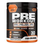 Canada Nutrition Hardcore Preworkout | Lean Muscles Building | Strength | Mental Focus | Energy | Powerful Pumps Creatine Monohydrate, Beta Alanine, AAKG, Caffeine for Men & Women [30 Servings, Pina Colada]