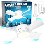 Bell+Howell Socket Fan Light Original - Cool Light LED – Ceiling Fans with Lights and Remote Control, Replacement for Lightbulb - Bedroom, Kitchen, Living Room,1000 Lumens / 5000 Kelvins As Seen On TV