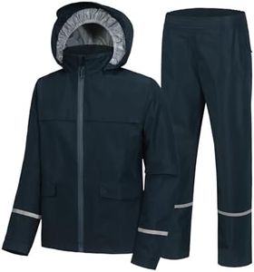Dekomere Kids Rain Suit Gear Boys Girls Youth Raincoat Jacket and Pants Set Waterproof Breathable Adjustable Hood Flap Pocket