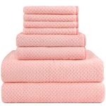 HOMEXCEL 8 Piece Bath Towel Set, Microfiber Bathroom Towel - 2 Bath Towels, 2 Hand Towels, and 4 Wash Cloths, Super Soft, Highly Absorbent Towels for Bathroom, Gym, Hotel, and Spa (Pink)