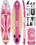 SOWM Inflatable Paddle Board 11'x33'' with Sup Accessories, Stand Up SUP Paddle Board Inflatable for Adult, Extre Wide & Non-Slip Sup of All Skill Levels Pink