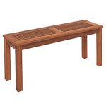 Tangkula Patio Wood Bench, 2-Person Solid Wood Bench with Slatted Seat, 39.5” Long Loveseat with Stable Wood Frame, Indoor Outdoor Dining Bench for Backyard, Poolside, Entryway (1)