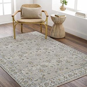 BoutiqueRugs Ivory Traditional Taupe 9x12 Large Area Rug Off White Dusty Sage Light Gray Deep Teal Olive Mustard Amaru Great Room Open Concept Master Bedroom Large Dining Room 9' x 12'2" Non-Shedding