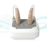Balson 16 Channels Digital Rechargeable BTE Hearing Aid Machien for Old Age and Seniors with Tinnitus Noiser, Active Noise Reduction, 4 Mode (1 Set For Both Ear, Beige)