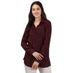 Gufrina Elegant Women's Full Sleeve Shirt with Collar Neck – Striped Long Sleeve Fancy Top (Maroon XL)