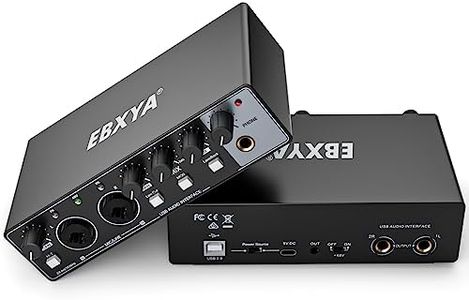 Audio Interface USB Noir, EBXYA Carte Son Externe Table de Mixage pour PC, Micro, Interfaces Audio pour Home Studio avec Préamplis Micro, 48V Alimentation Fantôme, Connecteur USB-C