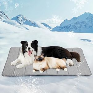 ZAKAPAWS Chicute Dog Cooling Mat for Large Dogs - Orthopedic Memory Foam Pet Pad for Summer, QMAX>0.5, Washable Premium Comfort Crate Pad for Your Furry Companion, Grey, 47x29