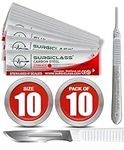 Surgical Scalpel Surgical Blades # 10 Carbon Steel Sterile Pack of 10 Handle No 3 Perfect for wood art, Surgical, Sculpting, Repairs SURGIRD10-PK10