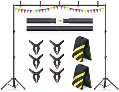 Forlogic 10x7.5Ft Backdrop Stand, Heavy Duty Adjustable Photo Back Drop Stand Kit for Parties, Photography, Banner Stand (Includes Six Background Stand Clamps)