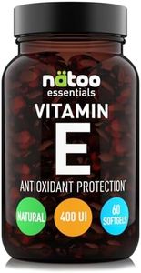 NÄTOO Vitamina E 268mg (400UI) Softgel 60 perle. Integratore naturale (D-Alfa-Tocoferolo) - Vitamina E Pura potente antiossidante - Alto dosaggio 2233% del VNR