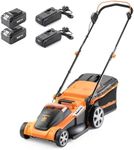 LawnMaster 48V 41cm Cordless Lawnmower with a Set of two MX 24V 4.0Ah Lithium Ion Batteries, 2x Fast Chargers, Edging Comb, Rear Roller and Mulching Function. Battery lawn mower for Large Lawns.