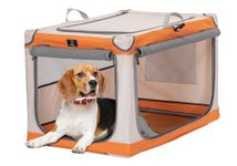 A 4 Pet Dog Travel Crate 30Inch Dog Crate, Easy On The Go, Easy to Stow, Chew Proof & Lightweight Dog Crate with Durable Steel Frame and Washable Fabric Cover, Orange