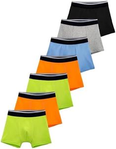 TIICHOO Boys Incontinence Underwear Cotton Washable Underwear for Kids 7 Pack (Large, Black/Gray/Blue/2 Orange/2 Neon Green)​