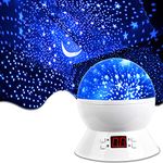 MOKOQI Star Projector Night Lights for Kids with Timer, Gifts for 1-14 Year Old Girl and Boy, Bedroom Lights for Kids Glow in The Dark Stars and Moon Make Child Sleep Peacefully - White